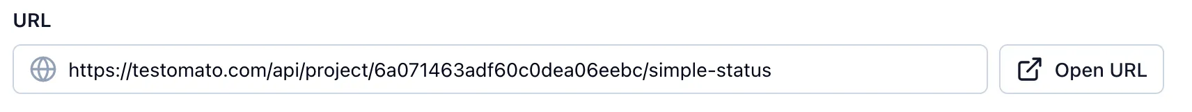 Check URL set to a Testomato API endpoint