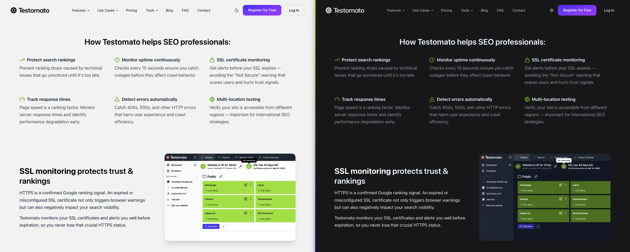 Light theme vs Dark theme