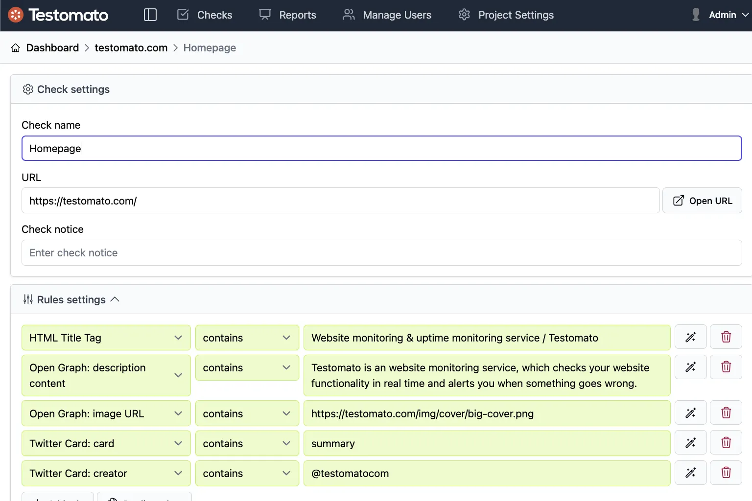 Meta tags monitoring and SEO metadata checks
