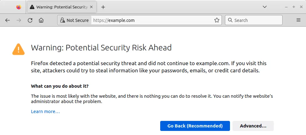 Browser warning for sites without SSL