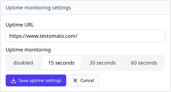 Uptime monitoring settings